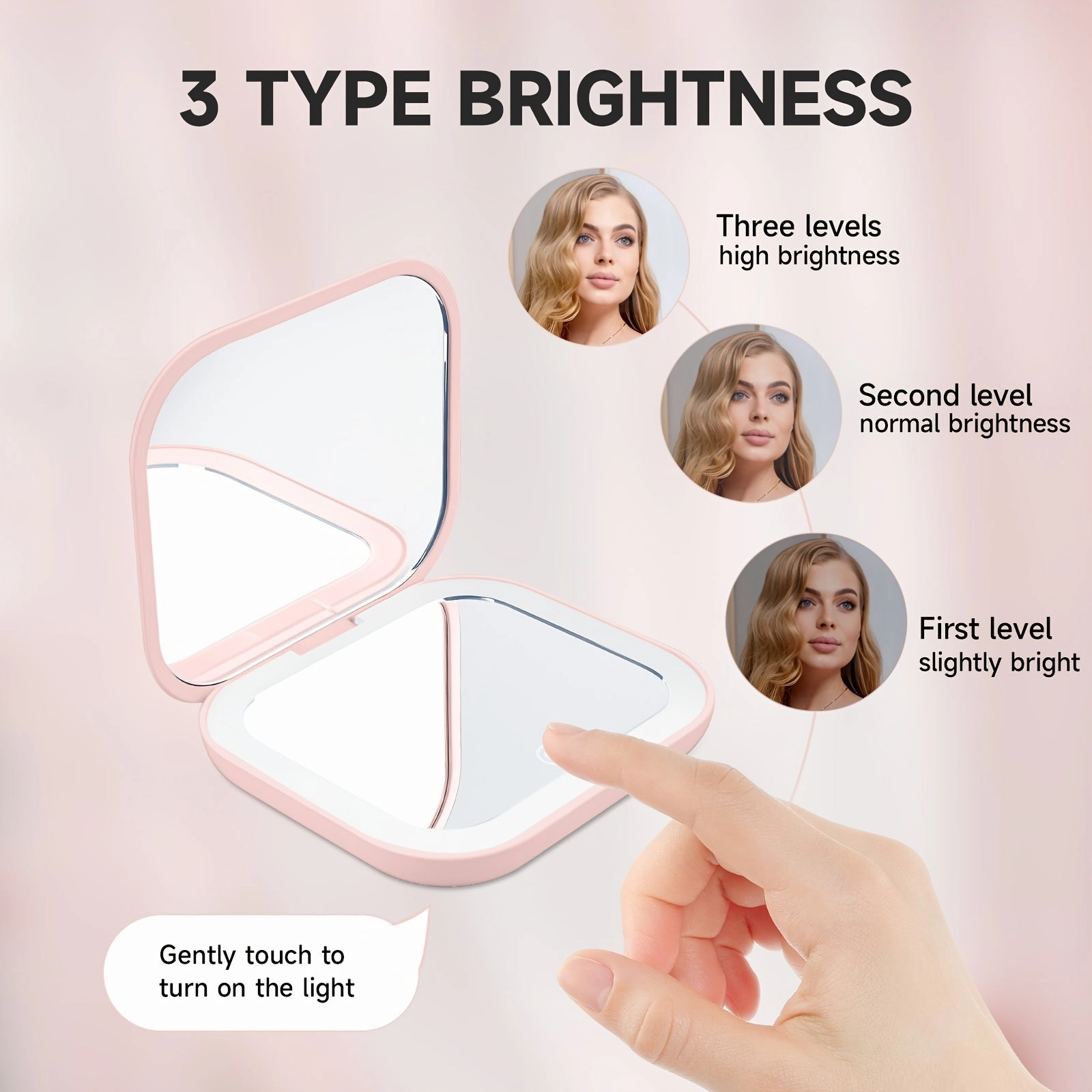 LED Lighted Handheld Mirror – Dual-Sided Magnifying with Adjustable Brightness