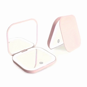 LED Lighted Handheld Mirror – Dual-Sided Magnifying with Adjustable Brightness