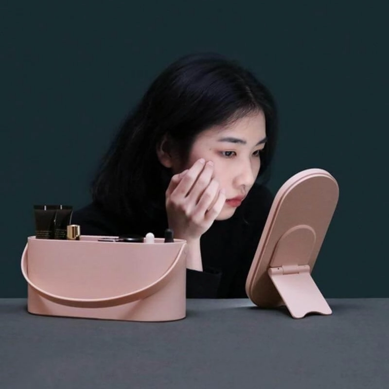 LED Makeup Organizer - 2-in-1 Cosmetic Storage with Mirror