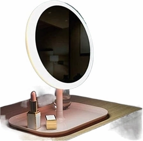 Led Portable Makeup Mirror, Makeup Mirror LED Lighted Dimmable t-button Screen Rotation Bathroom Cosmetic Mirror Table