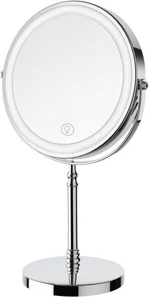 Lighted Makeup Mirror, 3000 mAh Rechargeable Double Sided Magnifying Mirror with 3 Colors, 1x/10x 360° Rotation Vanity Mirror, Brightness Adjustable Magnification Cosmetic Light up Mirror, Women Gift