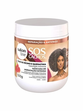 Linha Tratamento (SOS Cachos) Salon Line - Mascara Tratamento Profundo Ricino e Queratina- Reparacao Extrema 5 em 1-500 Gr - (SOS Curls - 5 in 1 Restoration Castor and Keratin Mascara Net 17.6 Oz)