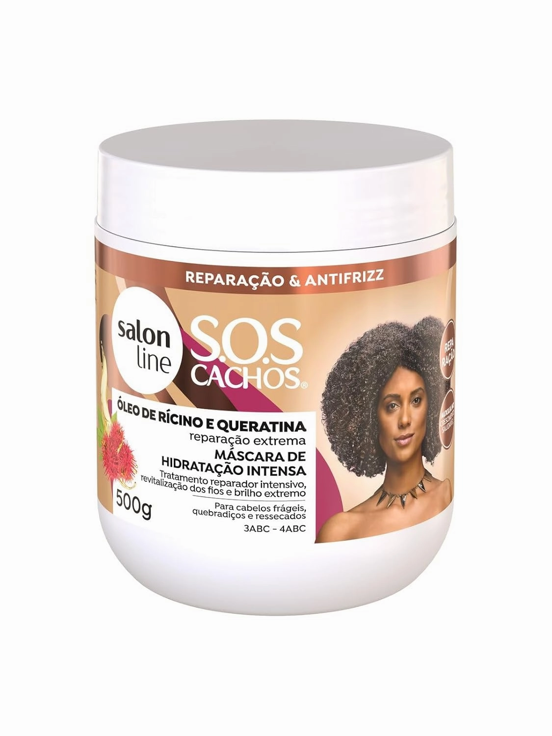 Linha Tratamento (SOS Cachos) Salon Line - Mascara Tratamento Profundo Ricino e Queratina- Reparacao Extrema 5 em 1-500 Gr - (SOS Curls - 5 in 1 Restoration Castor and Keratin Mascara Net 17.6 Oz)