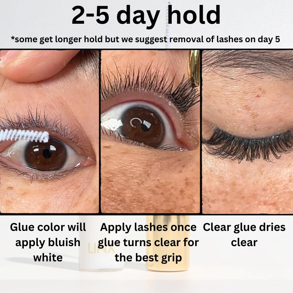Linx DIY Lash Glue with Micro Mascara Wand 2-5 Day Lash Hold (Clear)
