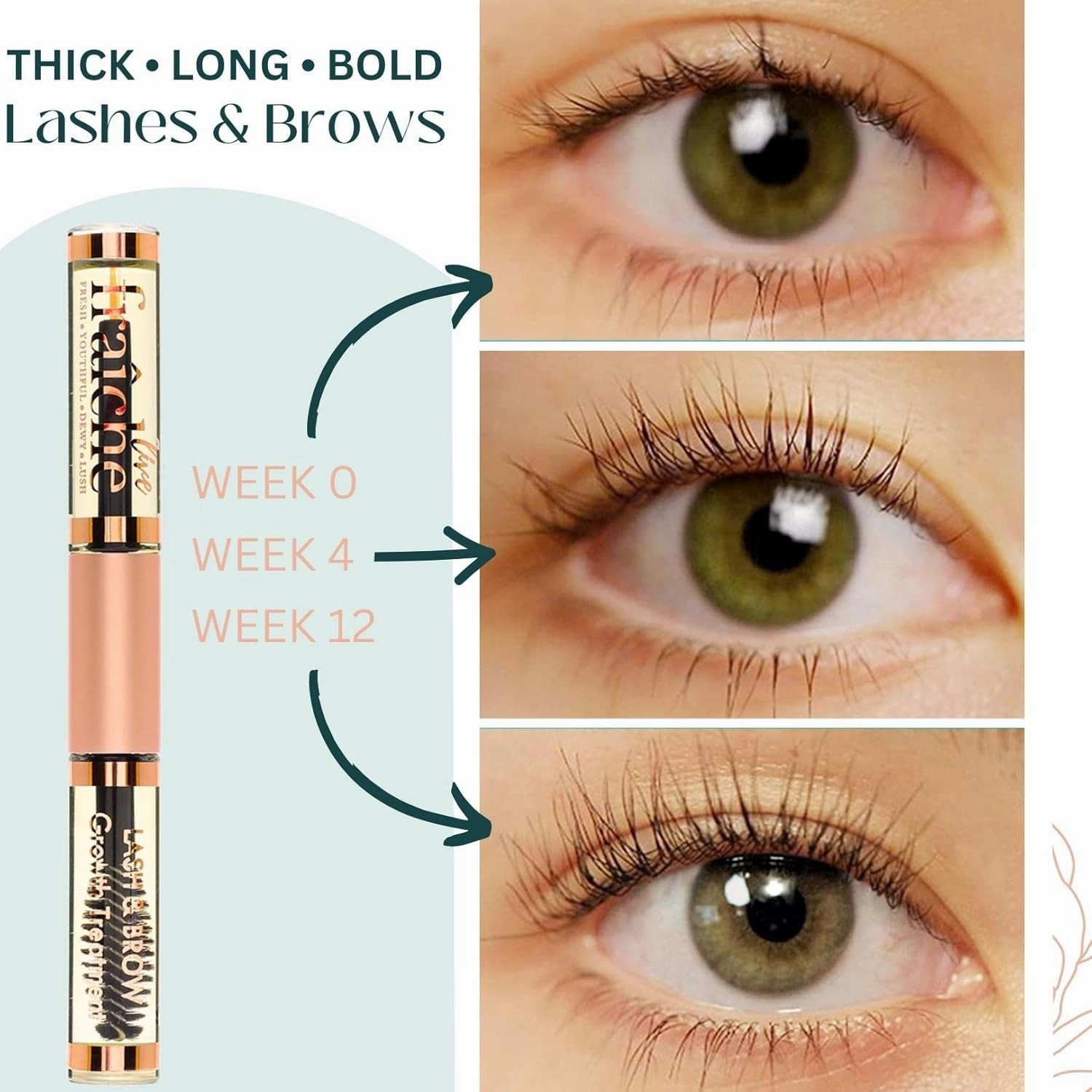 Live Fraiche Organic Castor Oil (4oz)   Filled Mascara Tube, 100% USDA Pure, Cold Pressed, Hexane Free Lash Serum Hair Growth Oil for Eyelashes, Eyebrows, Hair - Brow and Hair Treatment Oil
