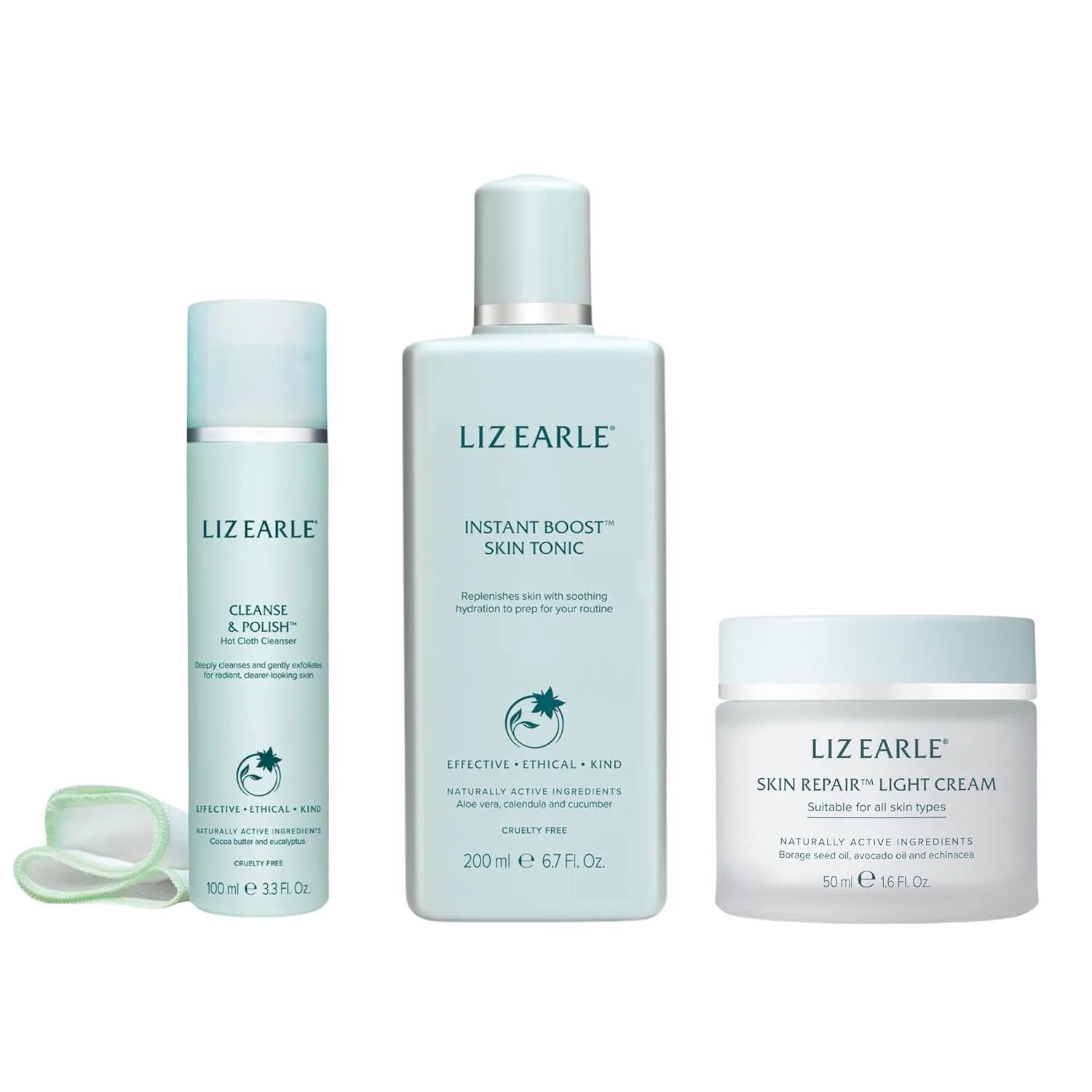 Liz Earle Hydration Collection - Gentle Face Wash, Facial Toner & Face Cream for Deep Hydration - Face Routine for Deep Moisturizing - Balances & Hydrates Skin for a Healthy, Radiant Glow (3 Count)