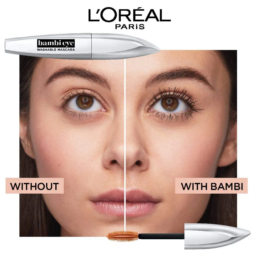 L’Oréal Paris Cosmetics Bambi Eye Washable Mascara, Lasting Volume, Black, 0.28 fl. oz.