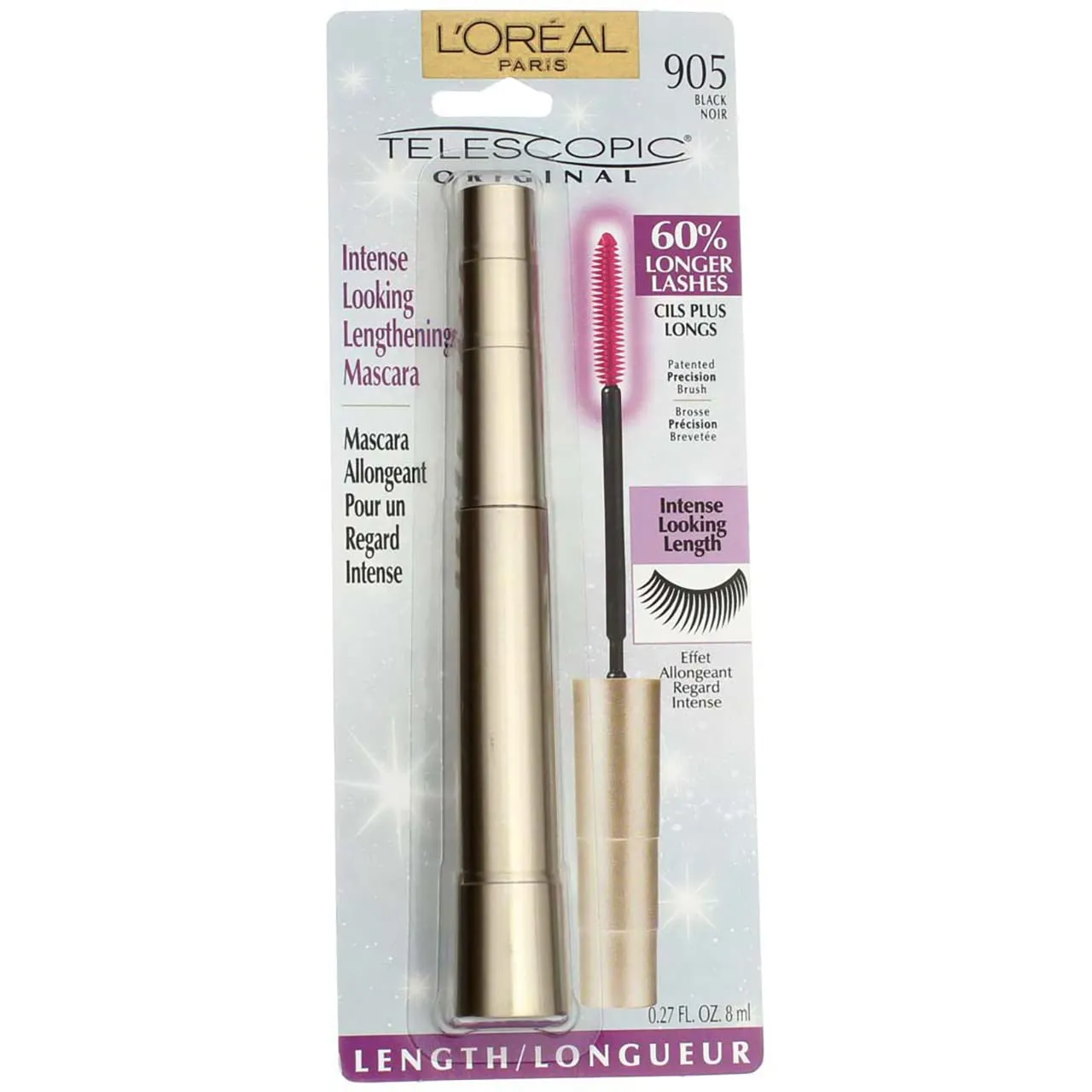 L'Oreal Paris Telescopic Mascara, Black [905] 0.27 oz (Pack of 5)