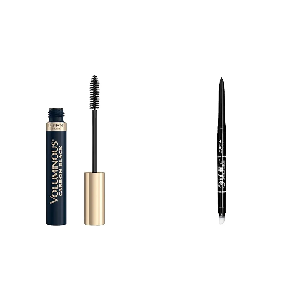 L'Oreal Paris Voluminous Mascara 0.26 Fl Oz and Infallible Eyeliner 0.008 oz Makeup Bundle