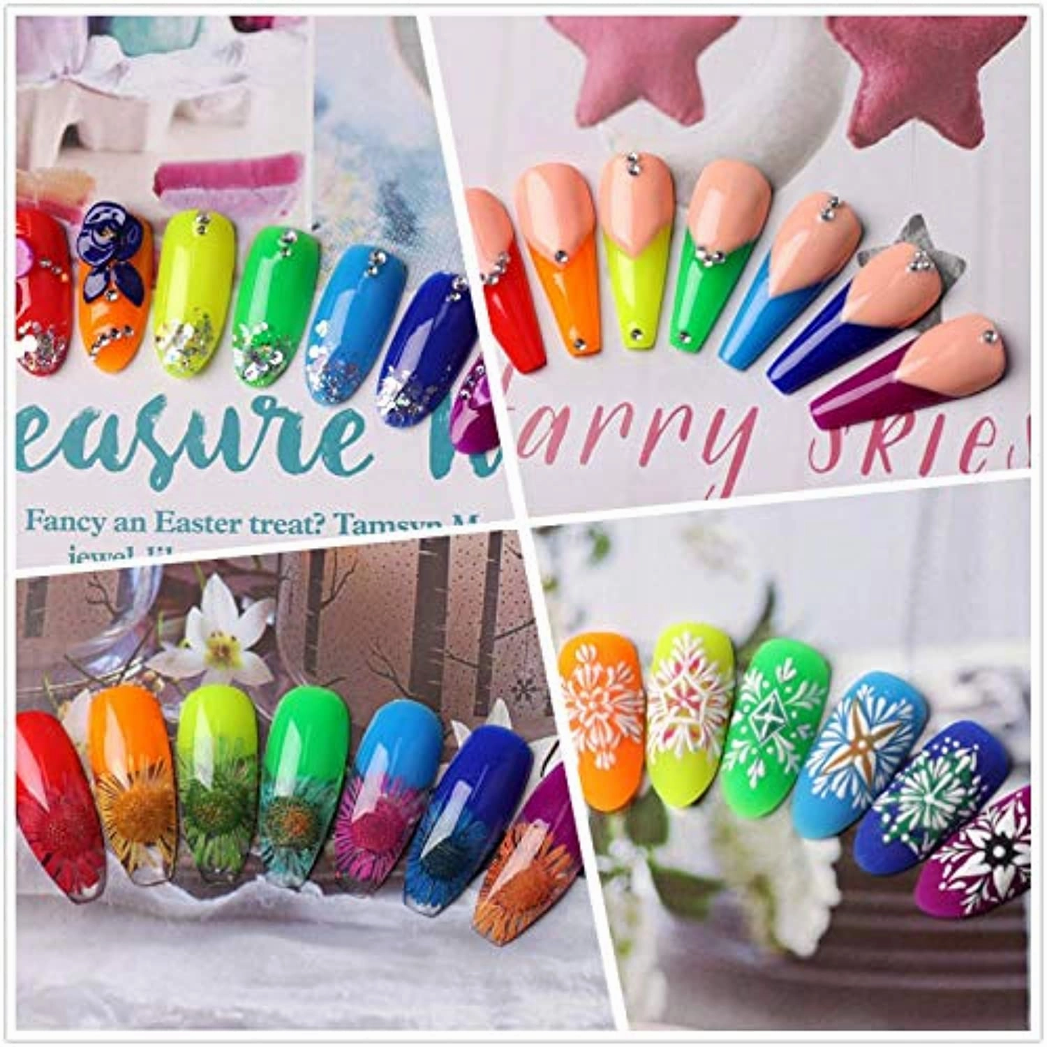 Makartt Rainbow Poly Nail Gel Kit with Mini Nail Lamp Bundle, Rainbow Color Neon Nail Builder Gel Red Blue Purple Orange Yellow Green Nail Gel 6W Mini UV LED Nail Lamp