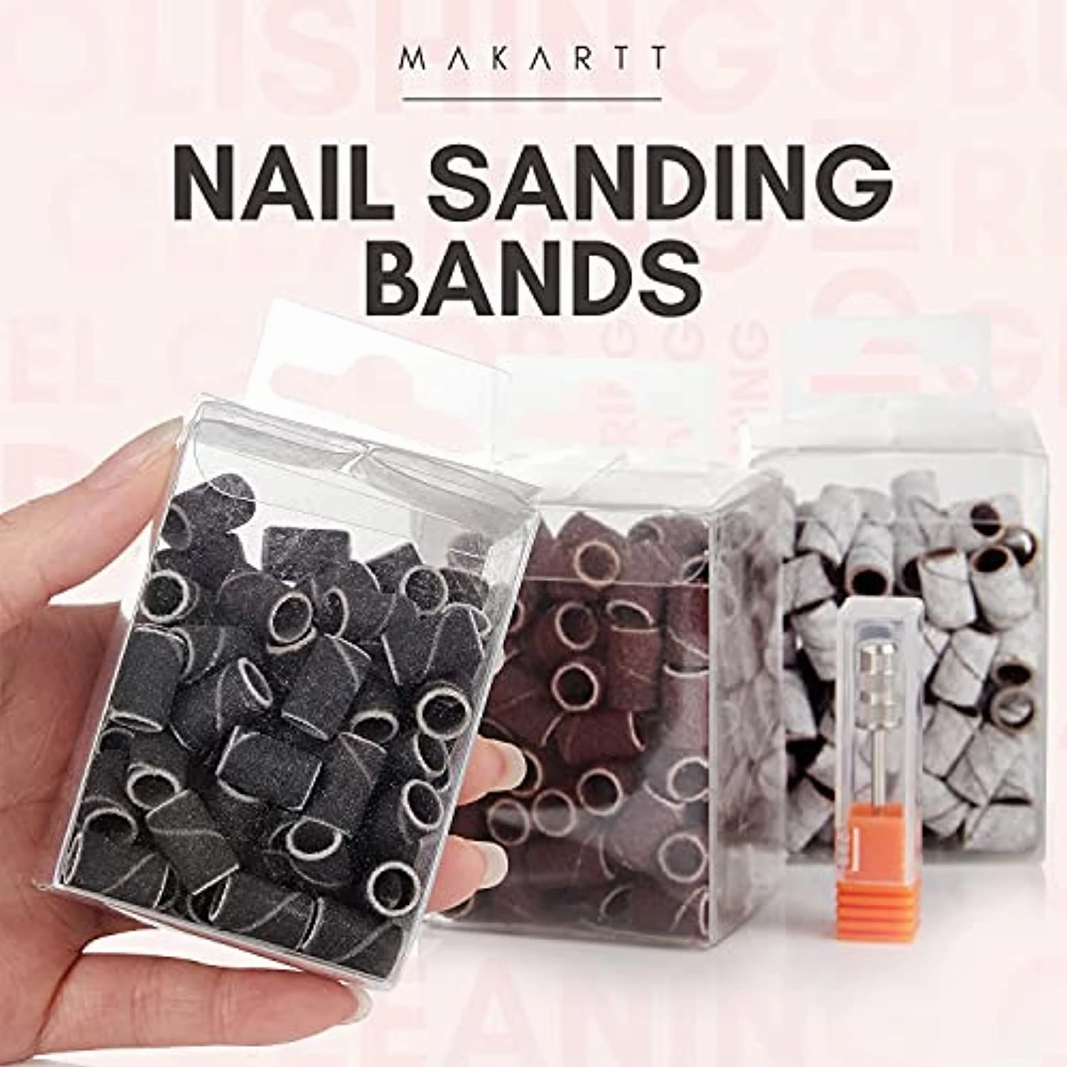 Makartt Rechargeable Nail Drill Stephanee Electric Nail File Pink 35000RMP Professional Nail Drill Kit Bundle with 300Pcs Nail File Sanding Bands
