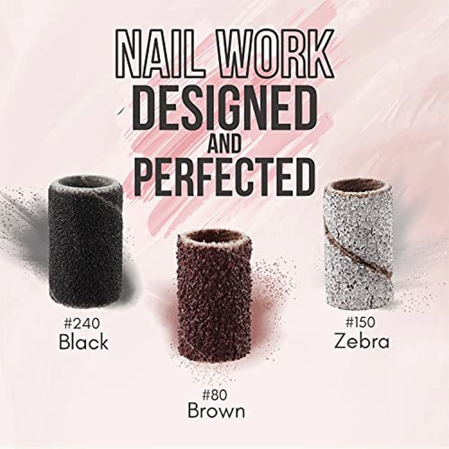 Makartt Rechargeable Nail Drill Stephanee Electric Nail File Pink 35000RMP Professional Nail Drill Kit Bundle with 300Pcs Nail File Sanding Bands