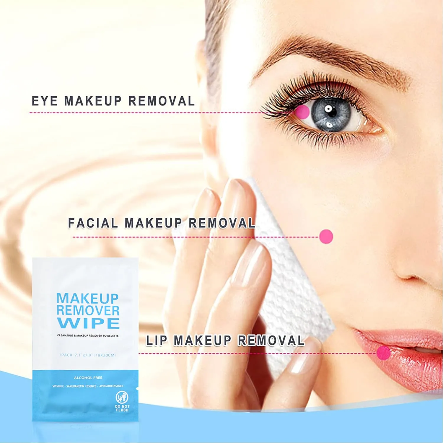 Makeup Remover Wet Wipes Individually Wrapped, 200 Pack Individual Wet Wipes, Clean Face Quickly, Wet Wipes Bulk for Makeup, Perfect for Travel, Hotel, Large Parties