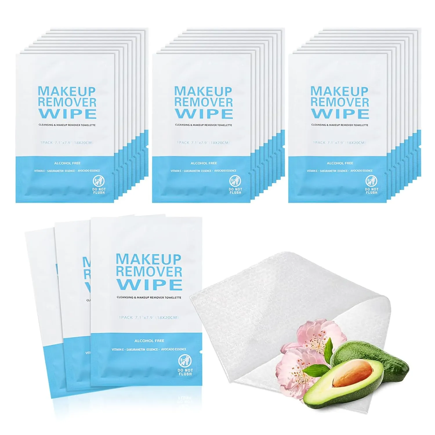 Makeup Remover Wet Wipes Individually Wrapped, 200 Pack Individual Wet Wipes, Clean Face Quickly, Wet Wipes Bulk for Makeup, Perfect for Travel, Hotel, Large Parties