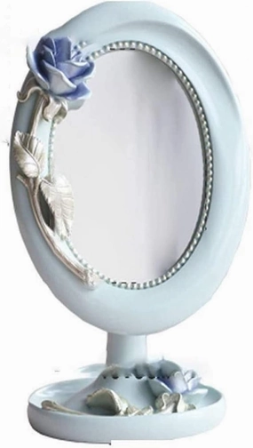 Makeup Mirror, European Single-Sided Creative Resin Desktop Mirror, Desktop Beauty Salon Makeup Mirror, Vintage Wedding Mirror.