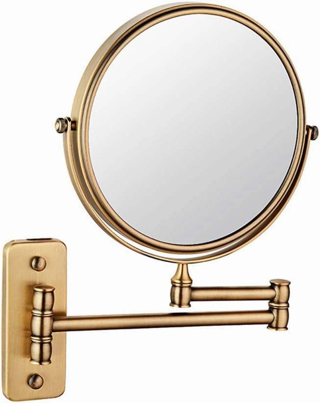 Makeup Mirror, Makeup Mirror Wall Mount, 3X Magnification Extendable Bathroom Mirror 360° Swivel Double Sided Folding Round Shape Cosmetic Vanity Mirror,Black_8inch