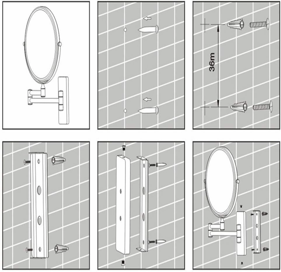 Makeup Mirror, Makeup Mirror Wall Mount, 3X Magnification Extendable Bathroom Mirror 360° Swivel Double Sided Folding Round Shape Cosmetic Vanity Mirror,Black_8inch