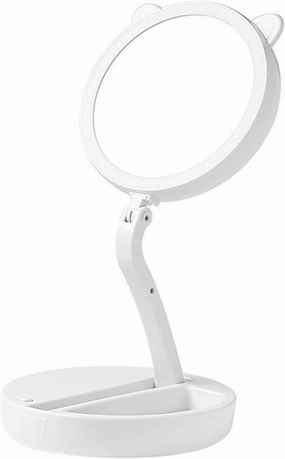 Makeup Mirror, Portable Folding Desktop Double Mirror, Dormitory Students Storage Princess Mirror.