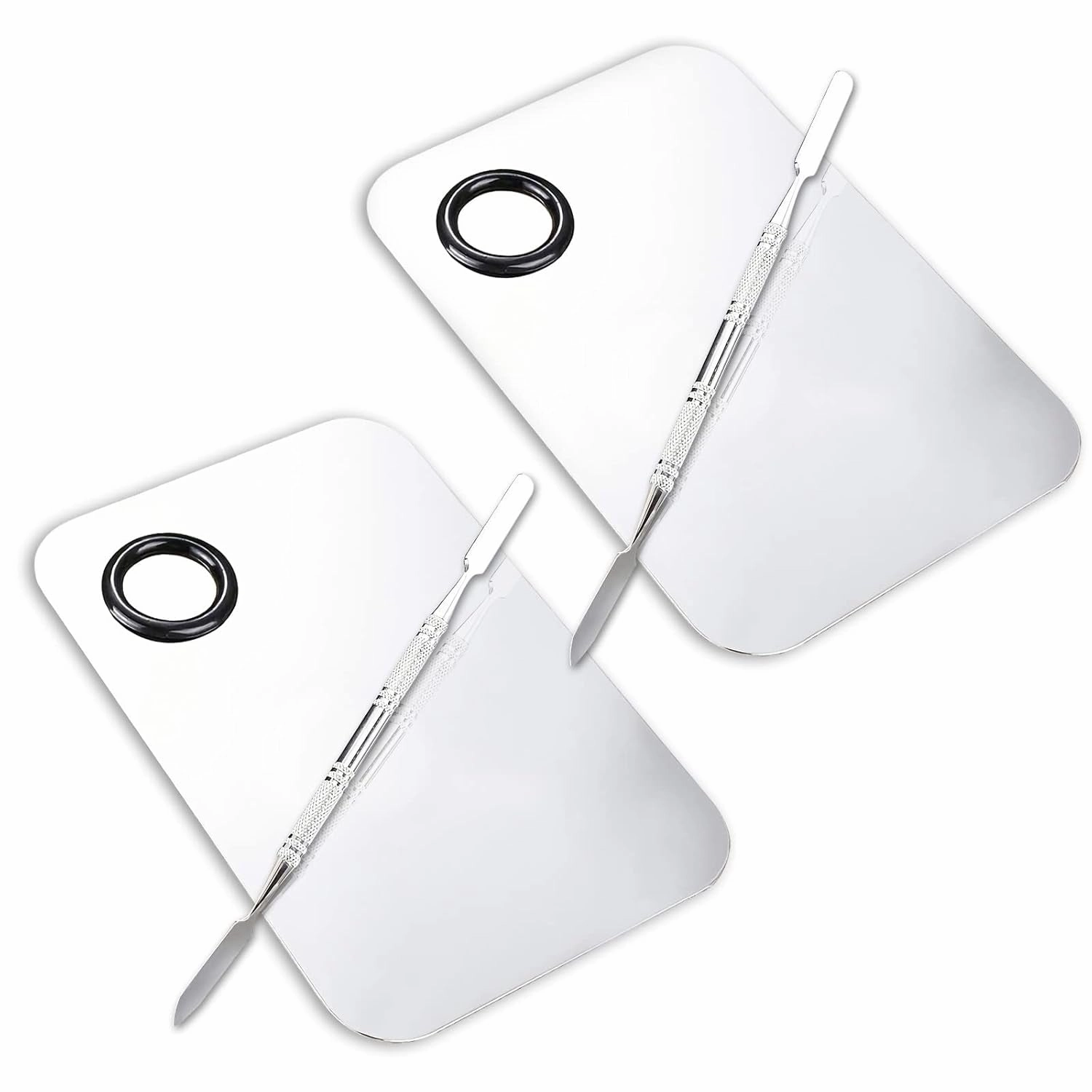 Makeup Mixing Palette, Upgrad Stainless Steel Metal Mixing Tray with Spatula Artist Tool for Mixing Foundation Nail-Art