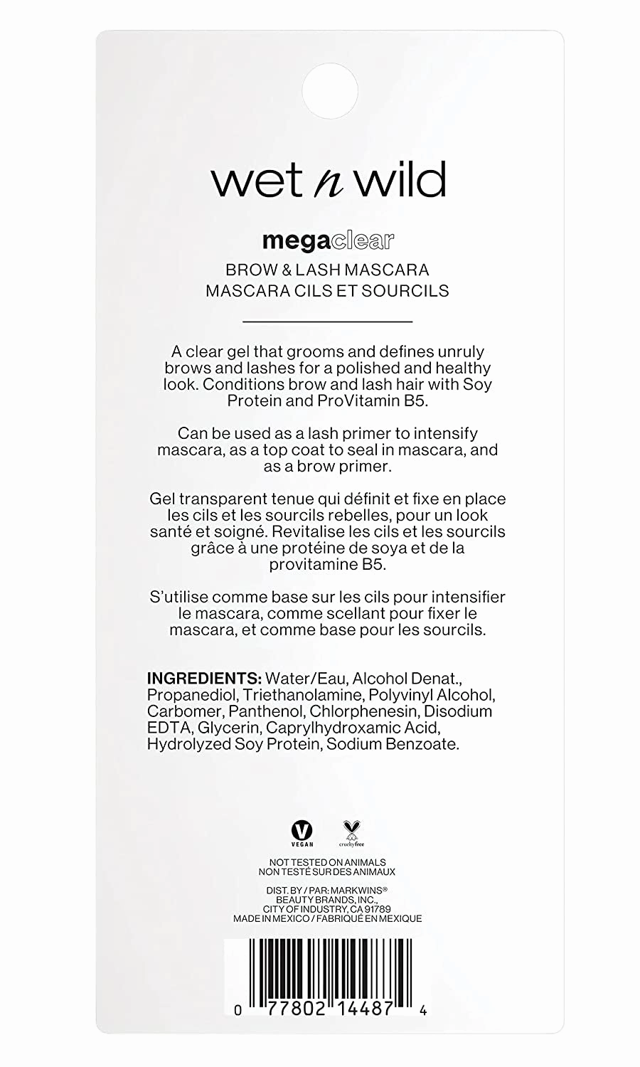 Mega Clear Brow & Lash Mascara - Sculpts Brows, Defines Lashes, Conditioning with Soy Protein & Provitamin B5, Primer & Top Coat, Cruelty-Free & Vegan - Clear