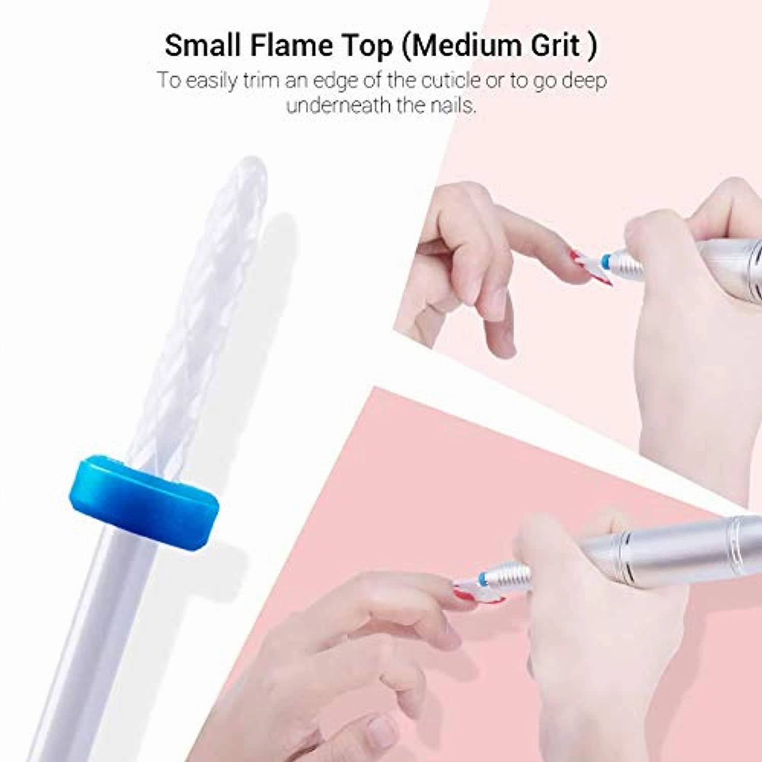 MelodySusie Ceramic Nail Drill Bits Set, 3/32''(2.35mm) Professional Acrylic Nail File Drill Bit for Manicure Pedicure Cuticle Gel Nail Polishing, 7pcs with 300 Pcs Sanding Bands