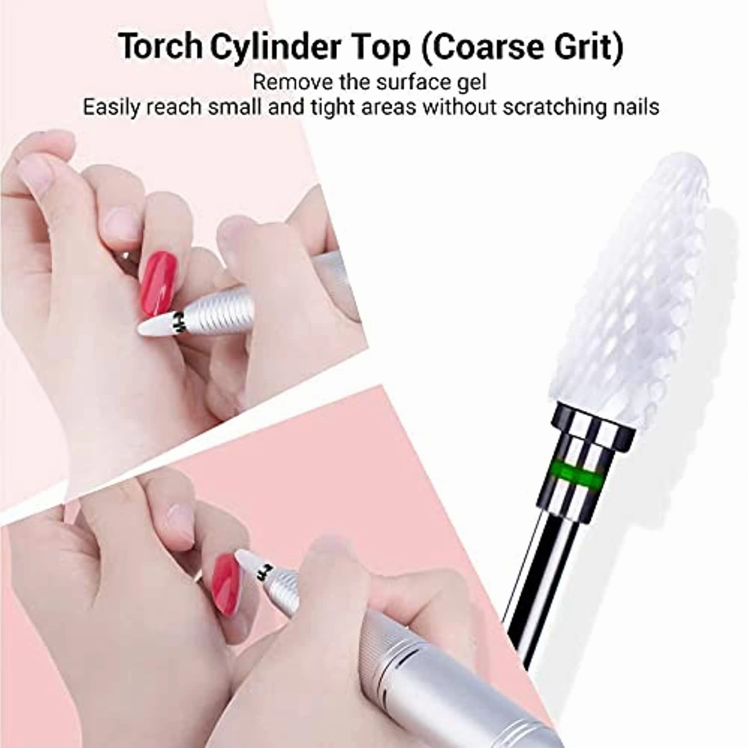 MelodySusie Ceramic Nail Drill Bits Set, 3/32'' (2.35mm) Professional Acrylic Nail File Drill Bit for Manicure Pedicure Cuticle Gel Nail Polishing