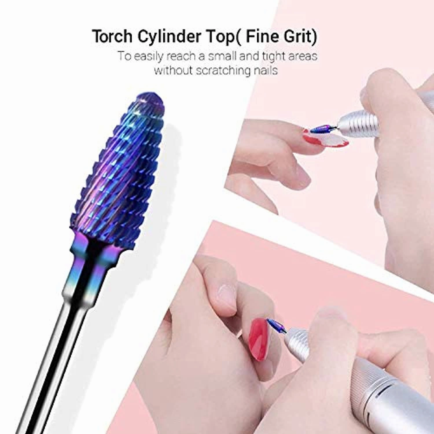 MelodySusie Diamond Cuticle Nail Drill Bits Set 10pcs Rainbow with Tungsten Carbide Diamond Nail Drill Bits Set 7 Pcs, 3/32''(2.35mm)