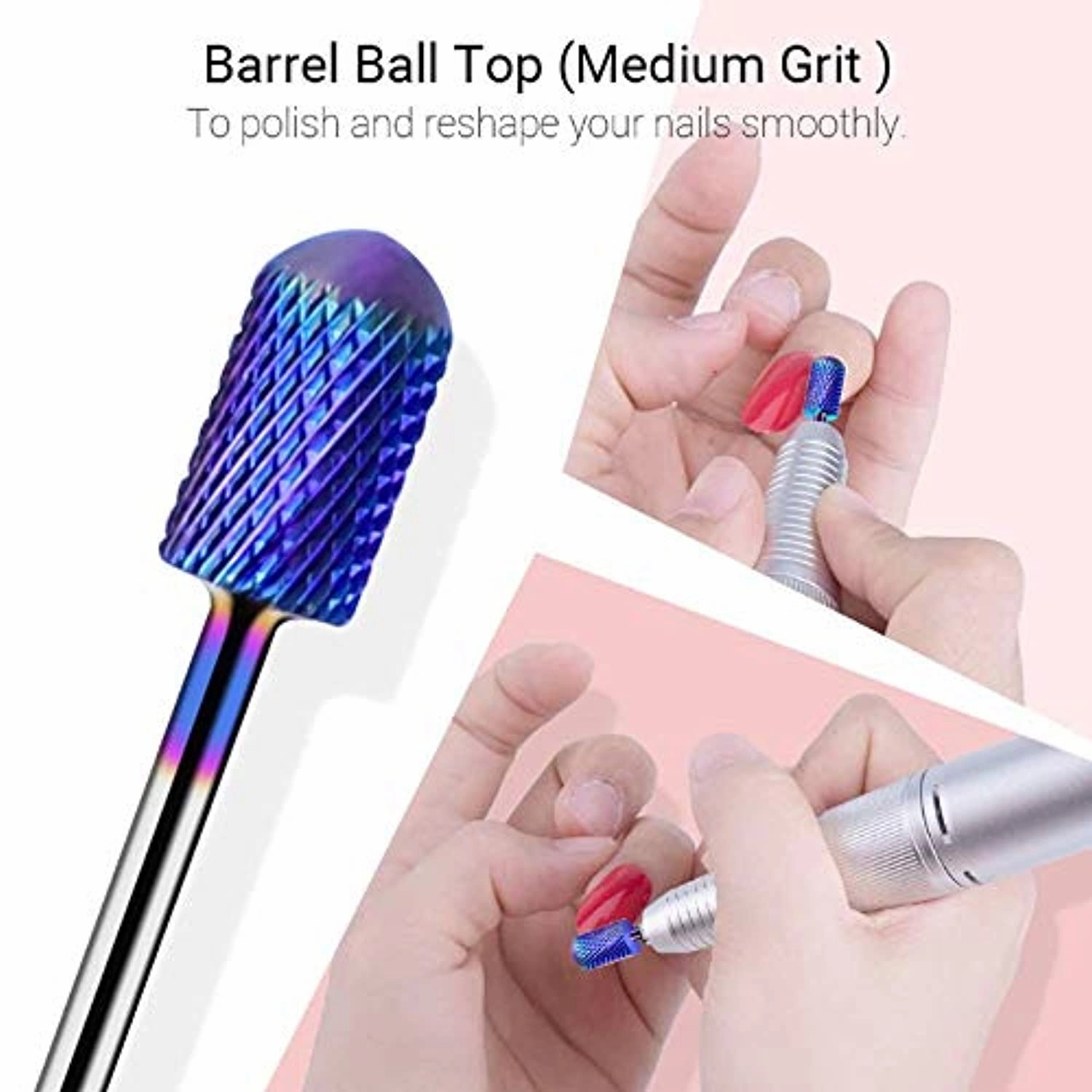 MelodySusie Diamond Cuticle Nail Drill Bits Set 10pcs Rainbow with Tungsten Carbide Diamond Nail Drill Bits Set 7 Pcs, 3/32''(2.35mm)