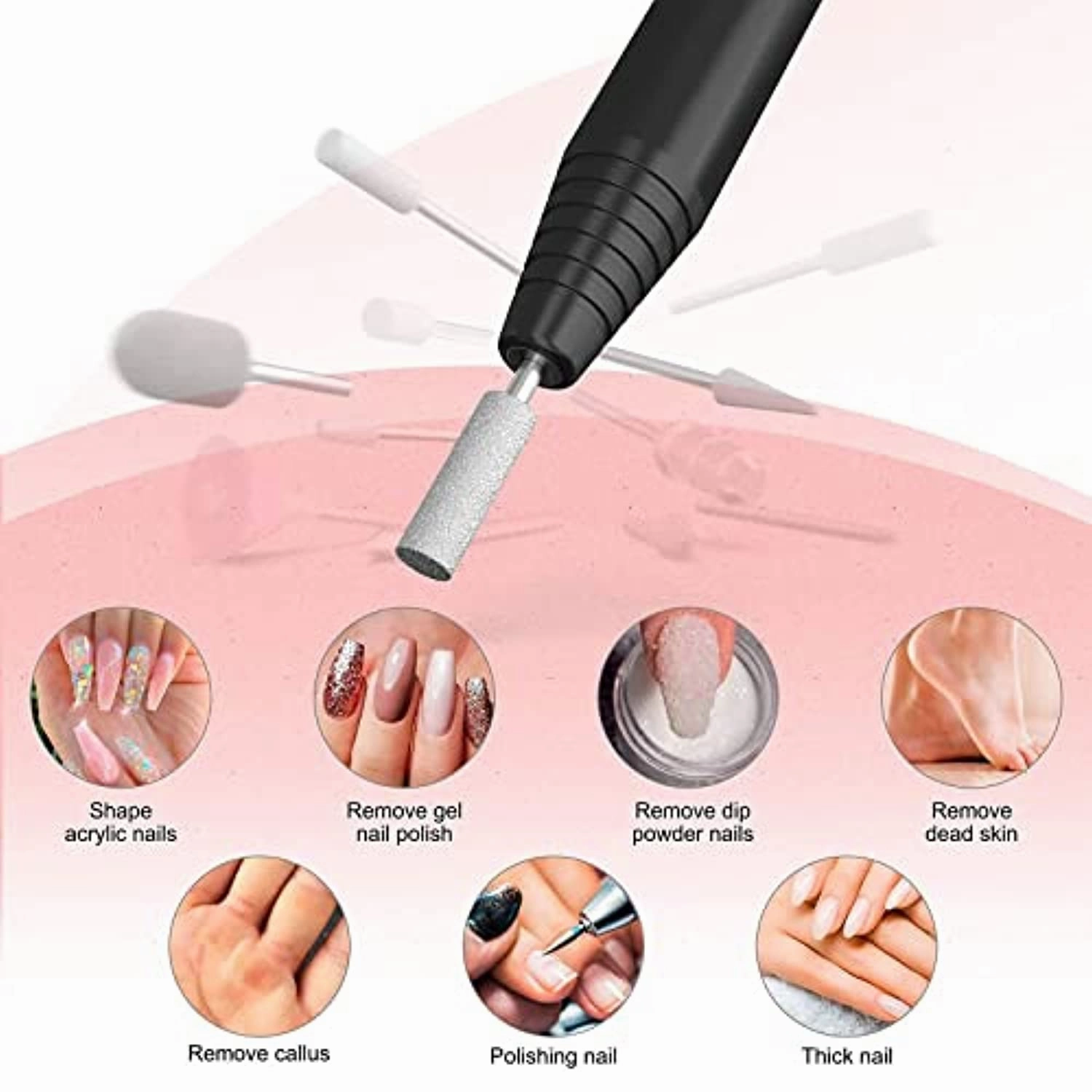 MelodySusie Electric Nail Drill 11 in 1 Kit with 10Pcs Diamond Nail Drill Bit Set, Portable Nail Drill Machine Electric Nail Filer Efile Nail Dremel Set for Acrylic Nails, Manicure Pedicure Tools