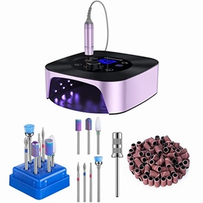 MelodySusie Professional 2 in 1 Nail Drill with Nail Lamp, 60W Nail Dryer with 4 Timer Setting Sensor for Acrylic Gel Poly Nails Curing and Removing, Salon Home Use
