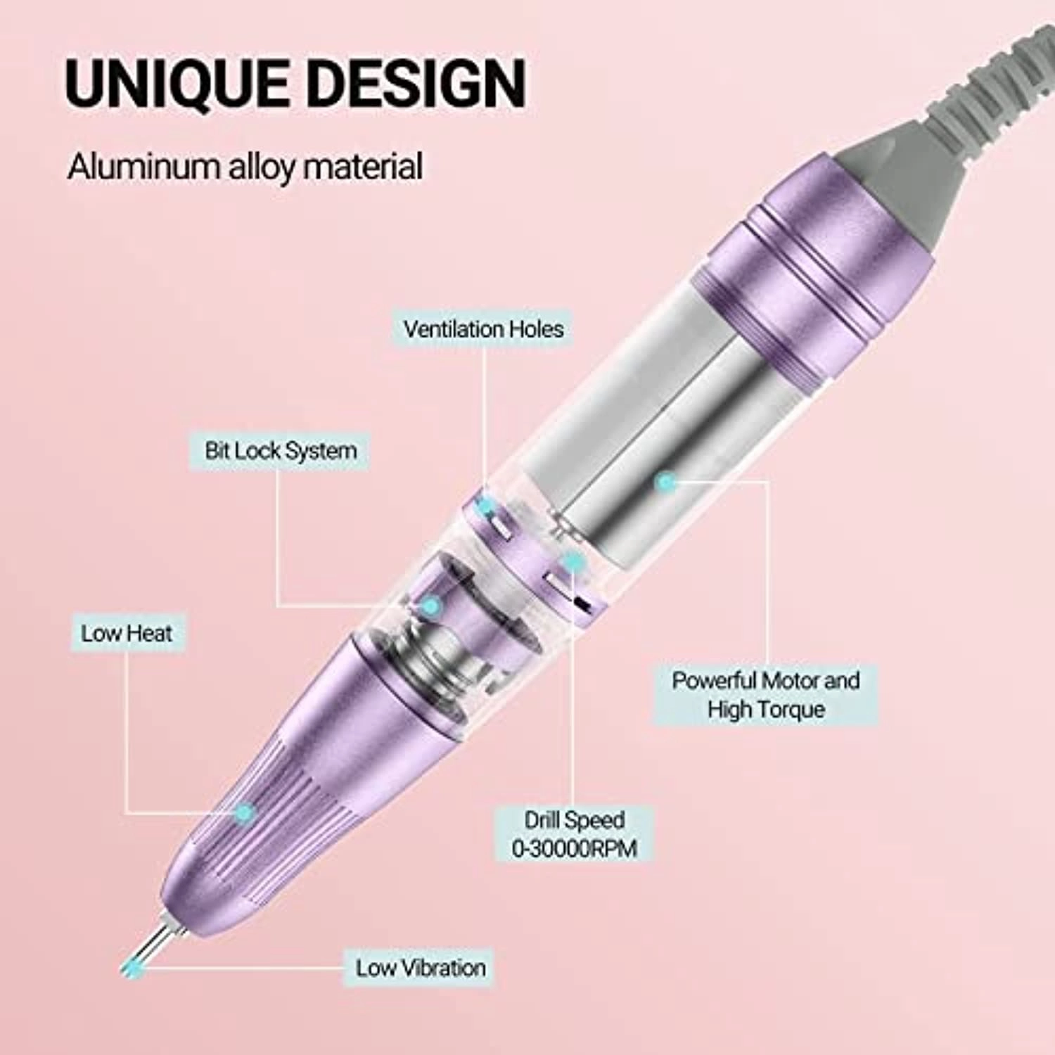 MelodySusie Professional 2 in 1 Nail Drill with Nail Lamp, 60W Nail Dryer with 4 Timer Setting Sensor for Acrylic Gel Poly Nails Curing and Removing, Salon Home Use
