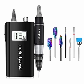 MelodySusie Professional Rechargeable 30000 rpm Nail Drill, Portable E-File with Long Life Battery, Electric Tool for Acrylic Nail Natural Extension Poly Nail Gel, High Speed, Low Heat