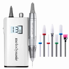 MelodySusie Professional Rechargeable 30000 rpm Nail Drill, Portable Electric E File Scamander, Acrylic Gel Grinder Tools with 6 Bits and Sanding Bands for Manicure Pedicure Shape Carve Polish