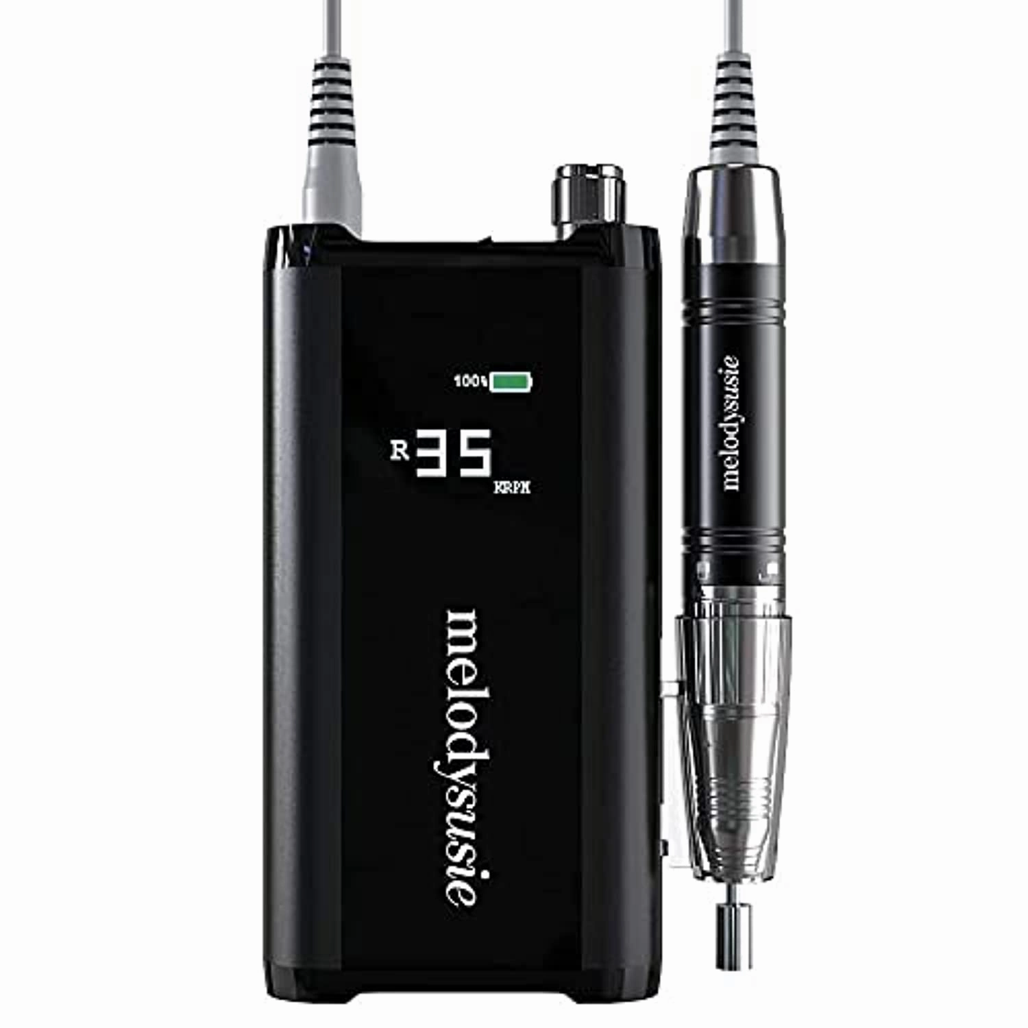 MelodySusie Professional Rechargeable Nail Drill Machine 35000 RPM, Portable Cordless Efile Nail Drill Kit with Low Noise, Low Vibration, Low Heat for Acrylic Gel Nails, Manicure Pedicure, Home Salon