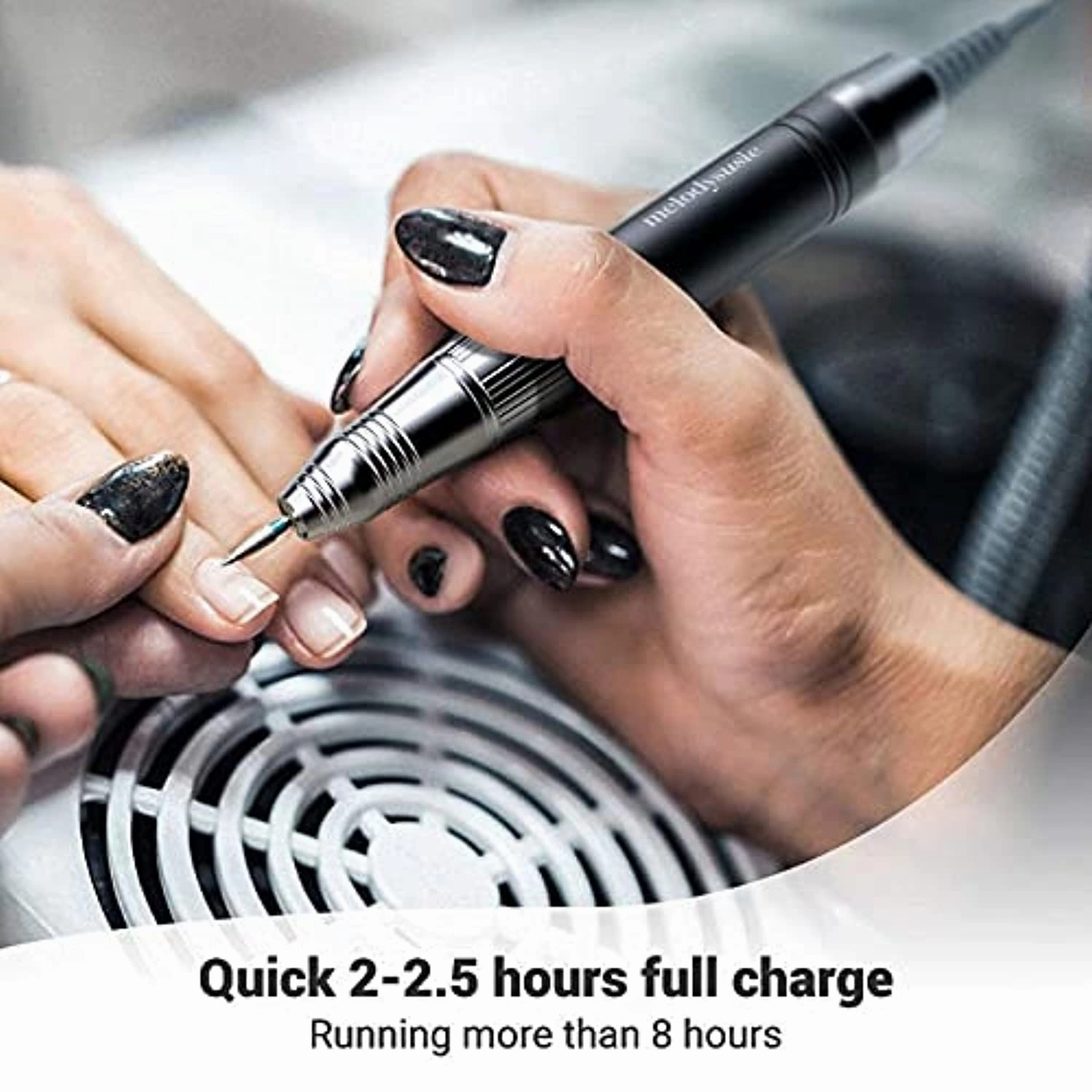 MelodySusie Professional Rechargeable Nail Drill Machine 35000 RPM, Portable Cordless Efile Nail Drill Kit with Low Noise, Low Vibration, Low Heat for Acrylic Gel Nails, Manicure Pedicure, Home Salon
