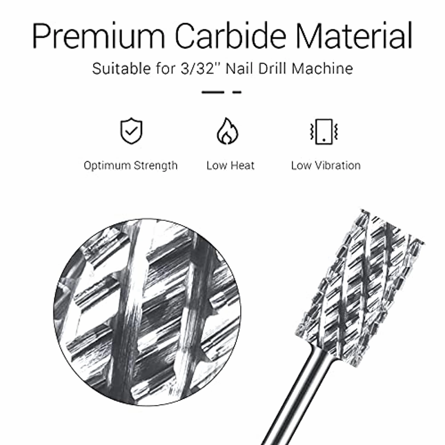 MelodySusie Tungsten Carbide Nail Drill Bit Set for Acrylic Hard Gel Nails Remove, Cuticle Clean Nail Drill Bit, 4 Week Inverted Backfill Nail Drill Bit, Safety Nail Drill Bit, 5 in 1 Nail Drill Bit