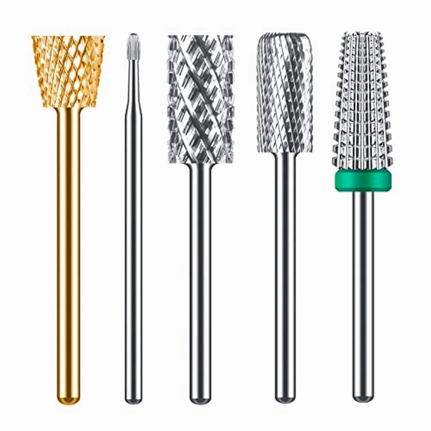 MelodySusie Tungsten Carbide Nail Drill Bit Set for Acrylic Hard Gel Nails Remove, Cuticle Clean Nail Drill Bit, 4 Week Inverted Backfill Nail Drill Bit, Safety Nail Drill Bit, 5 in 1 Nail Drill Bit
