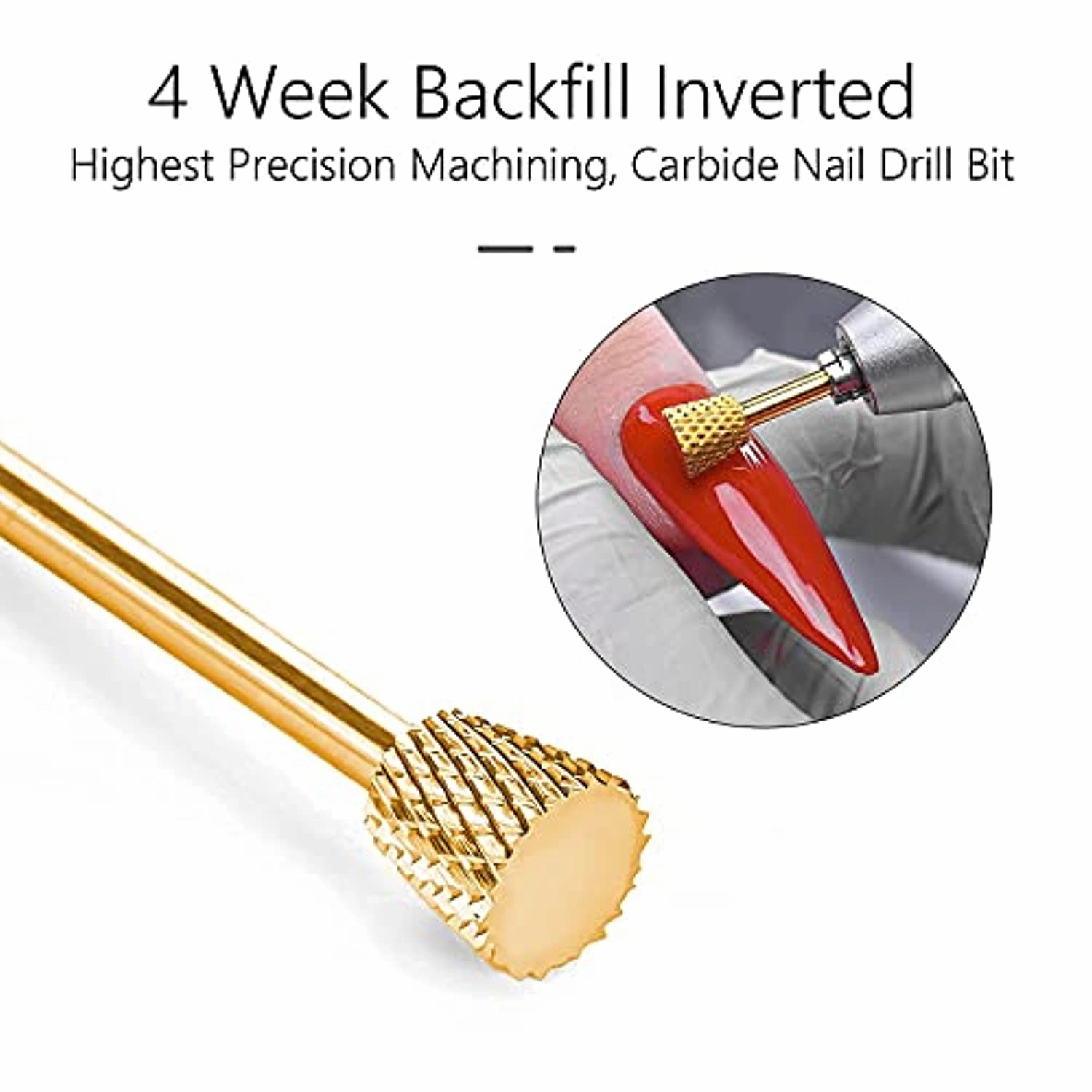 MelodySusie Tungsten Carbide Nail Drill Bit Set for Acrylic Hard Gel Nails Remove, Cuticle Clean Nail Drill Bit, 4 Week Inverted Backfill Nail Drill Bit, Safety Nail Drill Bit, 5 in 1 Nail Drill Bit