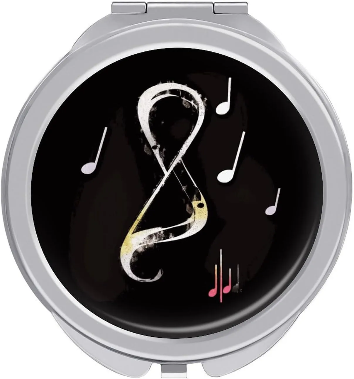 Music Notes Mirror with 1X/2X Magnifying, 2.4-inch Pocket Size, Compact Travel Mirror for Women Makeup, Portable Exquisite Small Mirrors for Mothers Day Birthday Gift