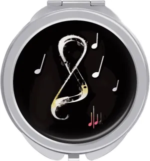 Music Notes Mirror with 1X/2X Magnifying, 2.4-inch Pocket Size, Compact Travel Mirror for Women Makeup, Portable Exquisite Small Mirrors for Mothers Day Birthday Gift