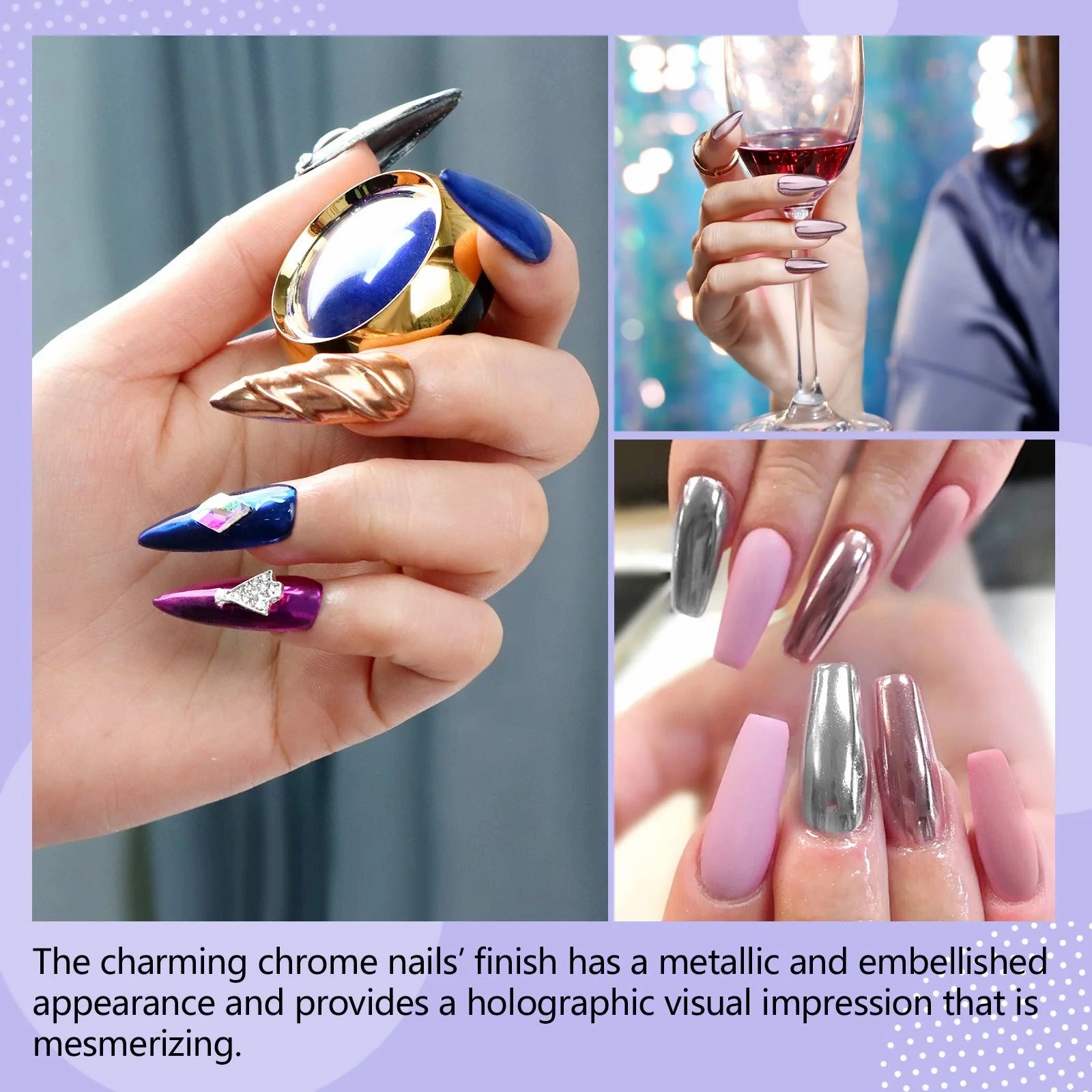 NEW Saviland 12 Jars Holographic Gold Nail Chrome Powder & applicator sticks