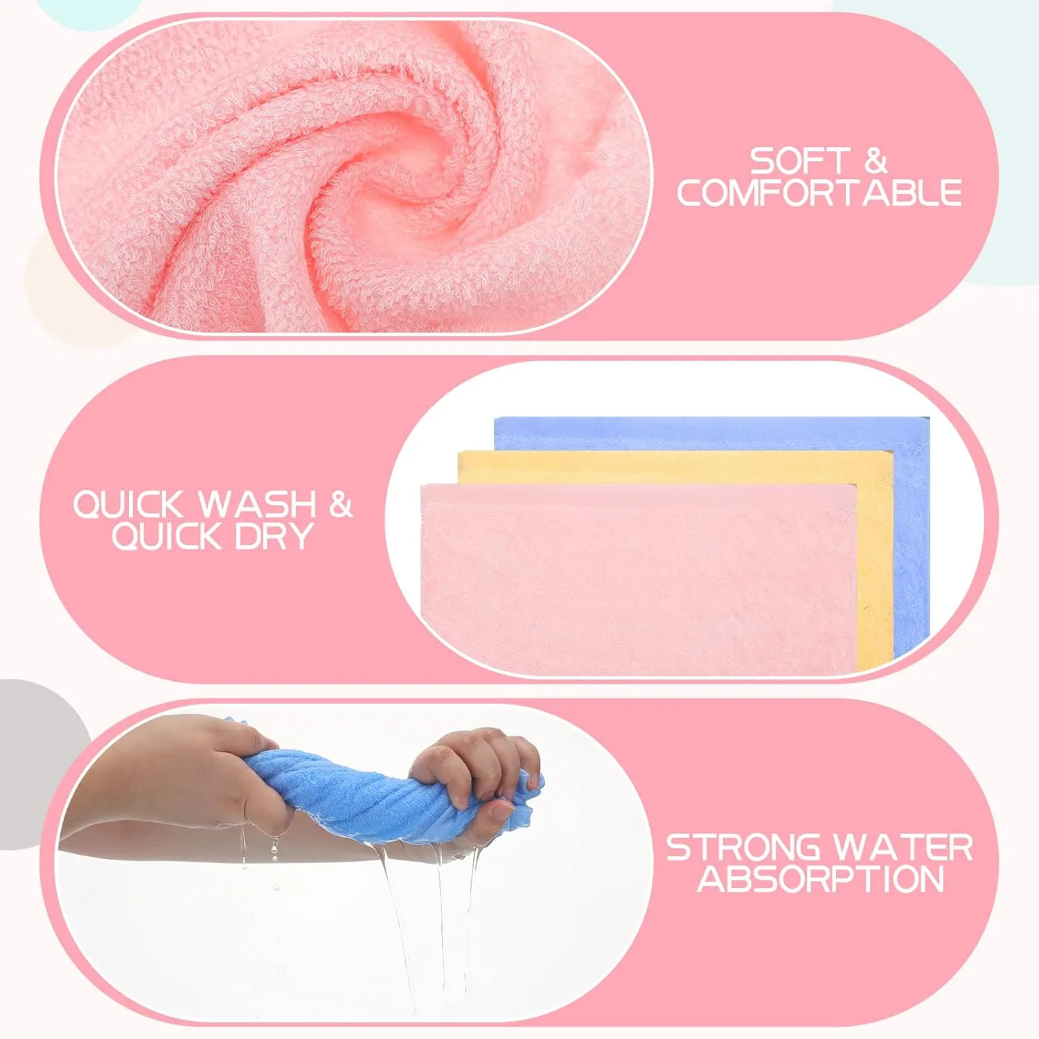 Newwiee 40 Pcs Wash Cloth Bulk Cotton Bath Hand Face Washcloths Soft Quick Drying Towel for Women Bathroom Washing Body Viscose Fiber Multipurpose Fingertip Rags(Multicolor,10 x 10 Inch)