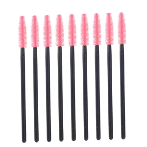 NOLITOY 100pcs Silicone Handle Artificial Fiber Eyelash Brush for Daily Makeup Disposible Mascara Wands 215