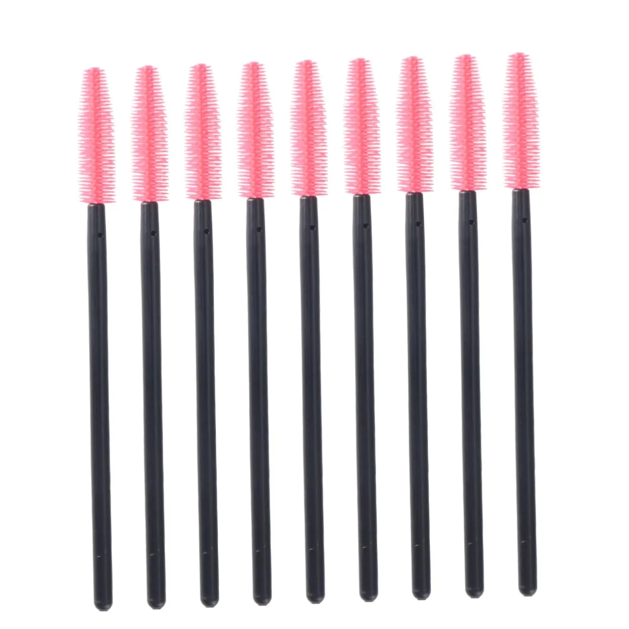 NOLITOY 100pcs Silicone Handle Artificial Fiber Eyelash Brush for Daily Makeup Disposible Mascara Wands 215