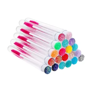 NOLITOY Mascara Wands Eyelash Tubes 20pcs Plastic Artificial Fiber Material Brush Tubes Set for Long-lasting Use for Travel Business