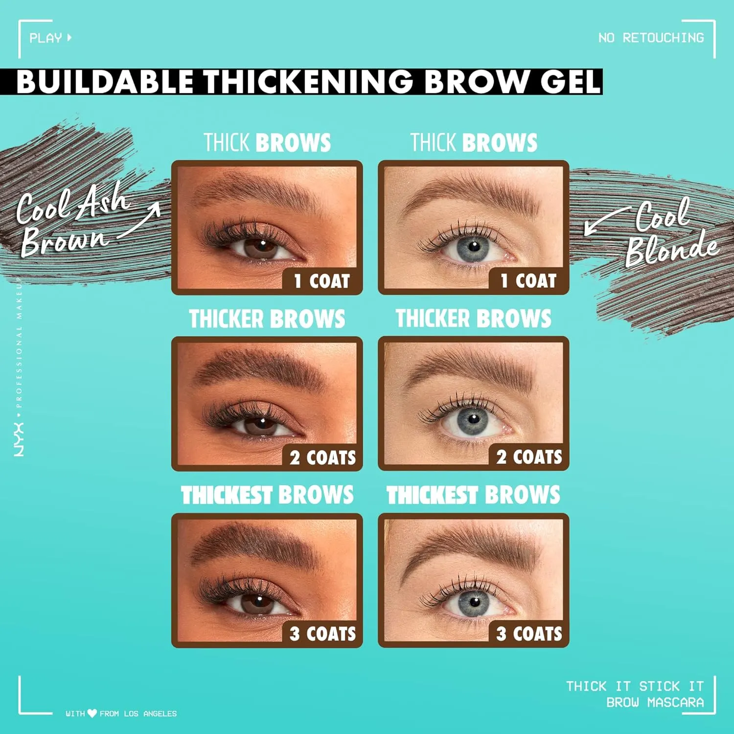NYX PROFESSIONAL MAKEUP Thick It Stick It Thickening Brow Mascara, Eyebrow Gel - Cool Blonde