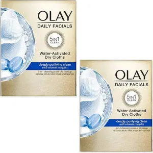 Olay 2-in-1 Combination/Oily Daily Facial Cloths, 33-Count (Pack of 2)