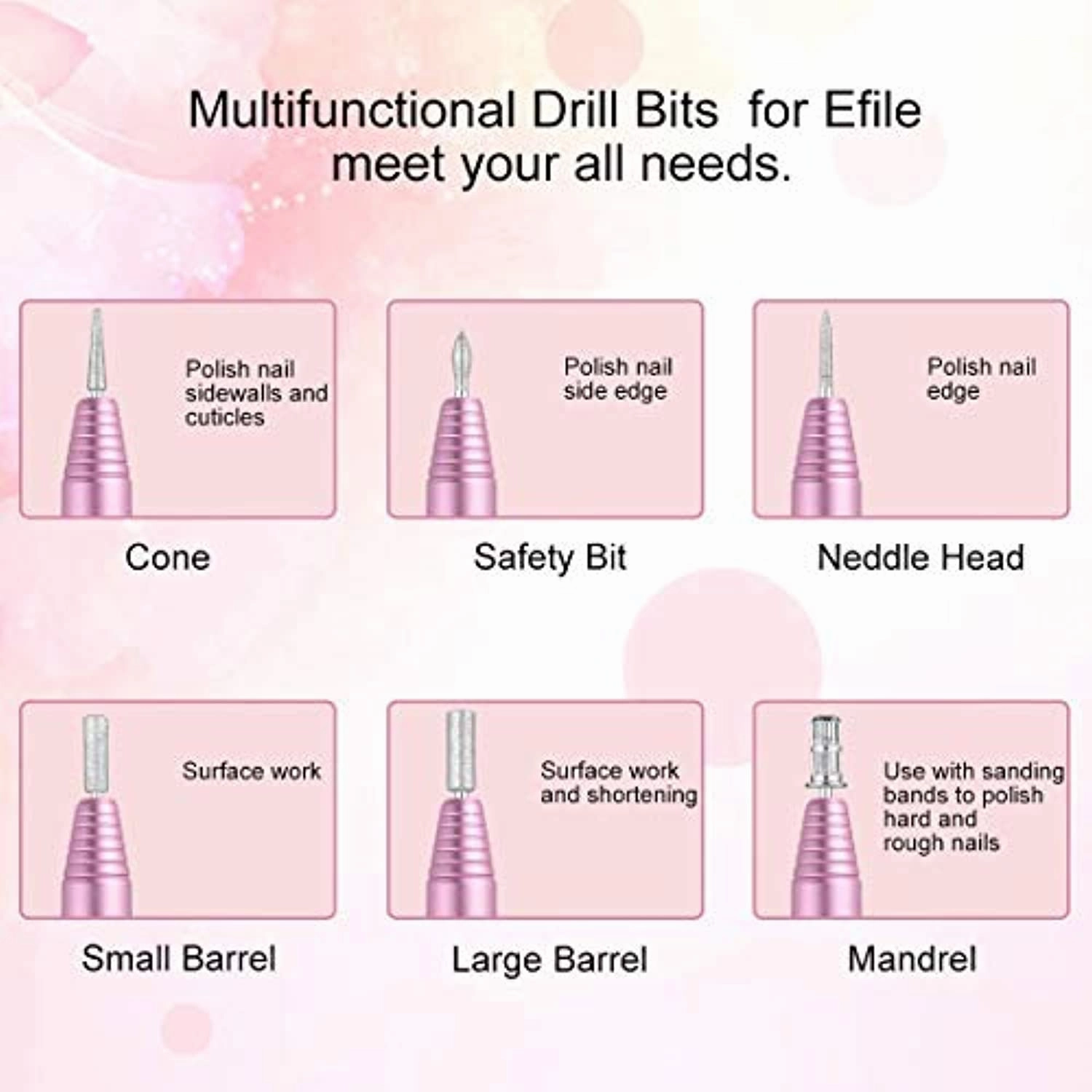 Portable Electric Nail Drill File Machine with Acrylic Nail Kit Set Manicure Pedicure Polishing Shape Tools with 300PCS Nail Sanding Bands Bits Brush for Home Salon Use
