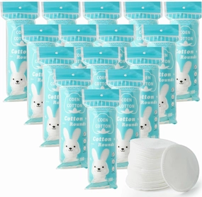 Premium Cotton Rounds, 100 Count (Pack of 15) Cotton Pads for Face, 100% Cotton Makeup Remover Pads, Soft & Non-Irritating for Most Skin Types