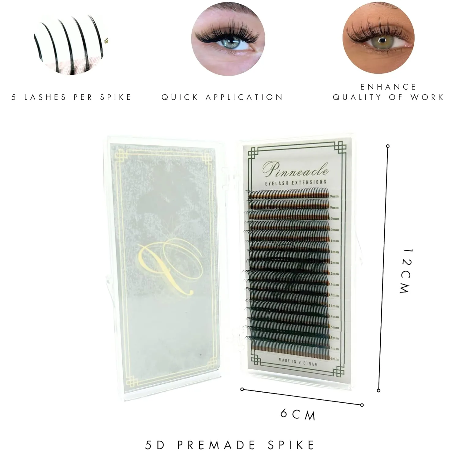 Promade Wet Narrow Fans | Premade Spikes | 5D Spike Flat Base For Wispy, Wet Mascara Lash, Anime Lash Extensions | For Professional Lash Extension | Pinneacle Handmade Lash Supply (C curl)